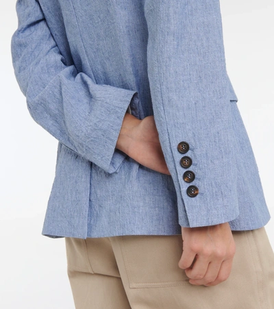 Shop Brunello Cucinelli Linen Blazer In Celeste