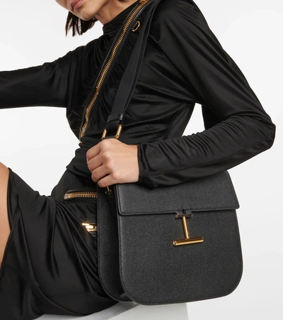 Shop Tom Ford Tara Medium Leather Crossbody Bag In Black