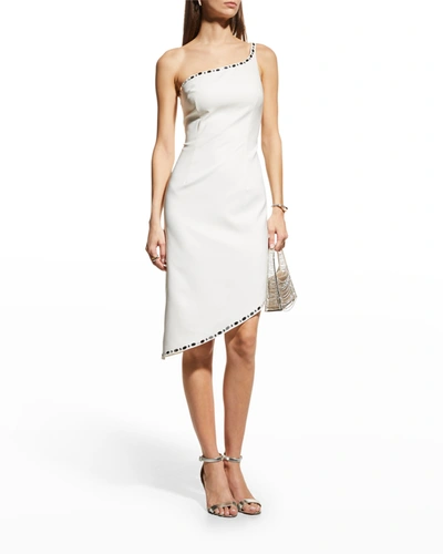 Shop Aidan Mattox One-shoulder Asymmetrical Dress In Ivory