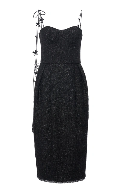 Shop Rosie Assoulin Women's Bustino Lurex-boucle Midi Dress In Black