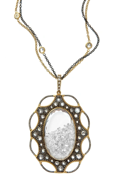 Shop Moritz Glik Women's Espelho 18k Yellow Gold Diamond Necklace In Black