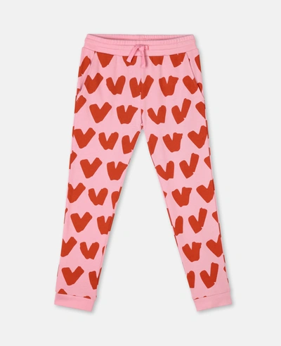 Shop Stella Mccartney - Hearts Cotton Fleece Sweatpants In Pink