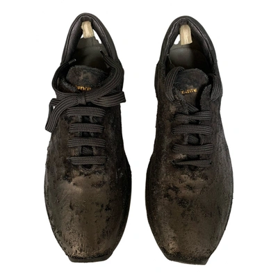 Pre-owned Officine Creative Velvet Trainers In Black