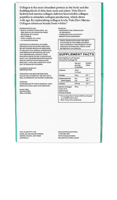 Vida Glow Natural Marine Collagen Sachets Original In Beauty: Na