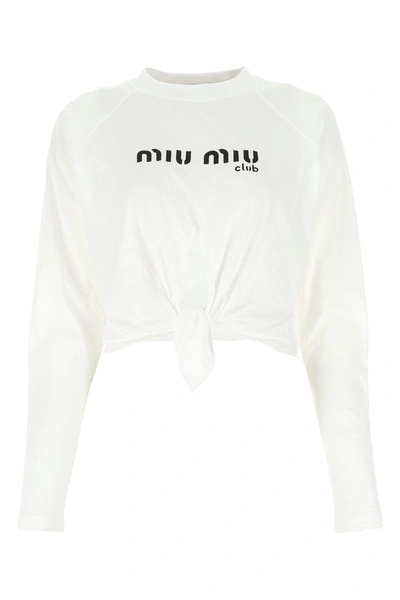 Shop Miu Miu White Cotton T-shirt Nd  Donna Xs