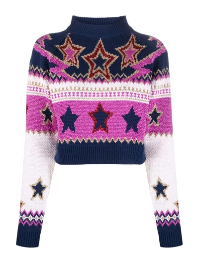 Shop Paco Rabanne Graphic Intarsia Cropped Sweater In Multi