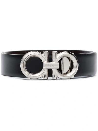 Shop Ferragamo Gancini Buckle Leather Belt In Black