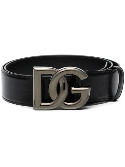 geboren Vervelend Elk jaar Dolce & Gabbana Crossed Dg Logo Buckle Belt In Black | ModeSens
