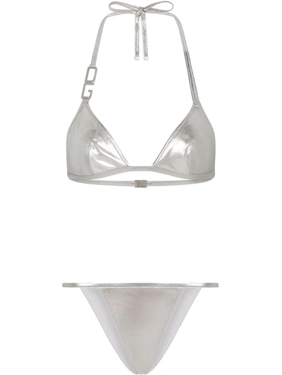 Shop Dolce & Gabbana Dg-logo Triangle Bikini In Silber