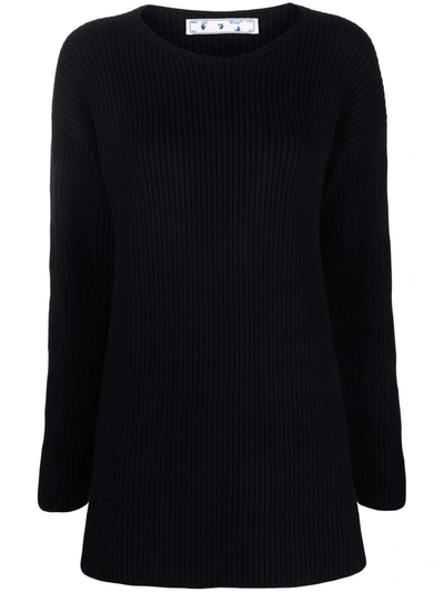 Shop Off-white Ribbed-knit Wool Jumper In Schwarz