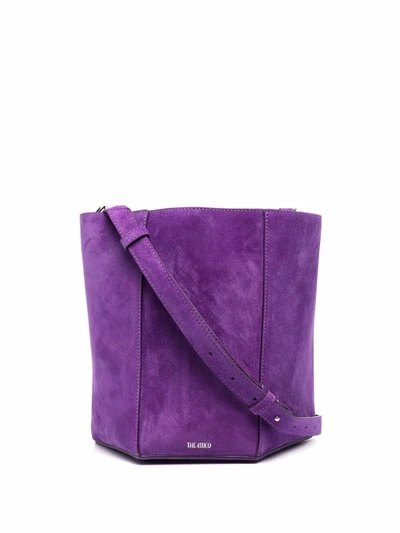 Shop Attico Geometric Suede Shoulder Bag In Purple