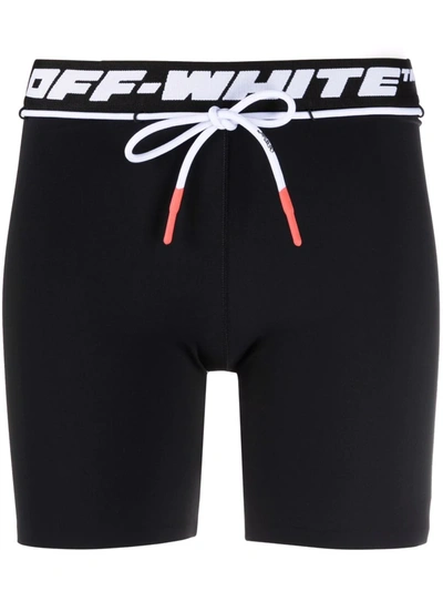 Off-white Athl Branded-waistband High-rise Slim-fit Stretch-woven Shorts In Schwarz
