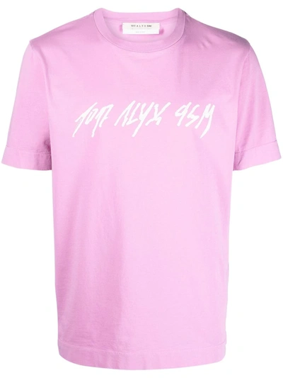 Shop Alyx Script Logo Print T-shirt In Rosa