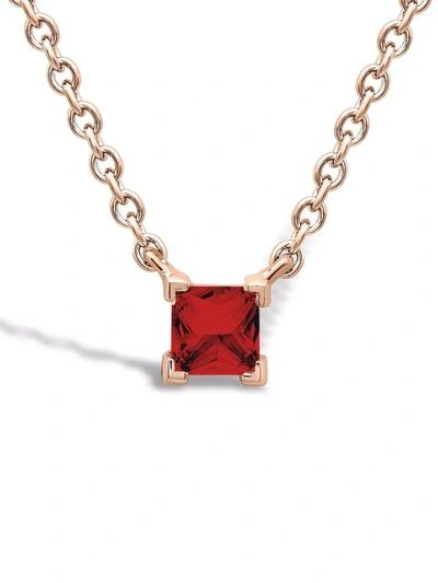 Shop Pragnell 18kt Rose Gold Rockchic Ruby Solitaire Necklace In Rosa