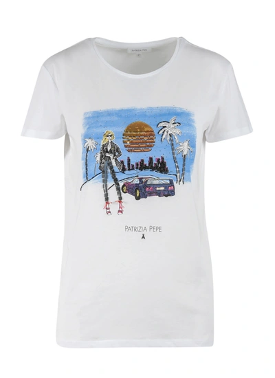 Shop Patrizia Pepe Cotton T-shirt In White / Blue
