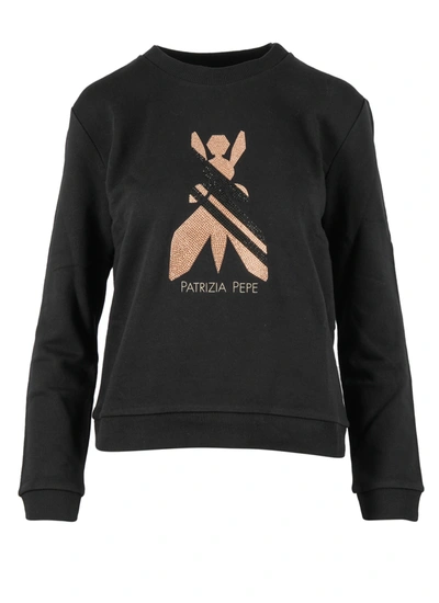 Shop Patrizia Pepe Cotton Sweatshirt In Black