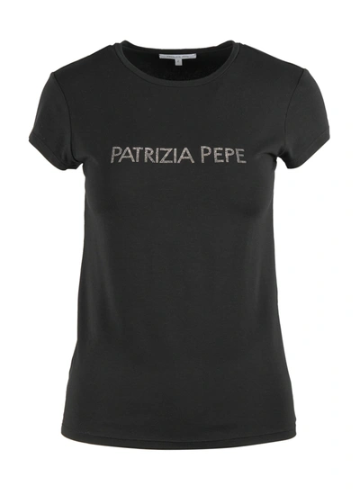 Shop Patrizia Pepe Viscose T-shirt In Black