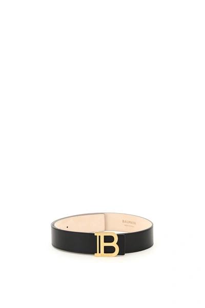 Shop Balmain B-belt Leather Belt In Black (black)