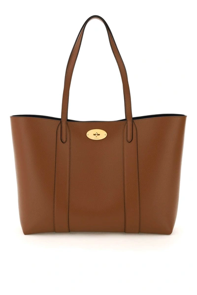 Shop Mulberry Bayswater Tote Bag In Oak Oxford Blue (brown)