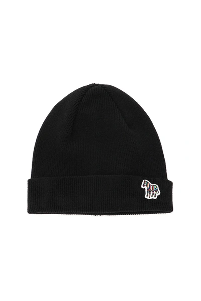 Shop Paul Smith Zebra Logo Beanie Hat In Black (black)