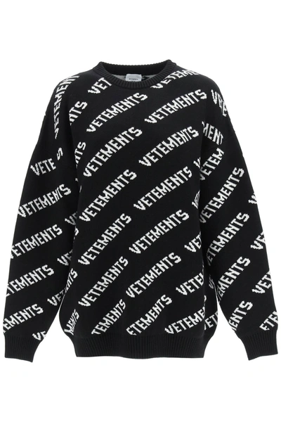 Shop Vetements Monogram Jacquard Sweater In Black (black)