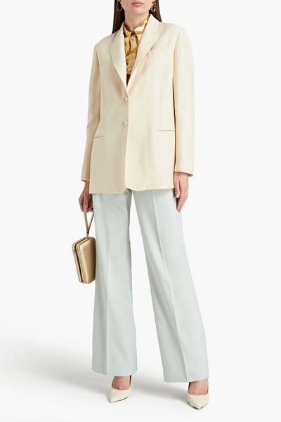 Shop Valentino Silk And Wool-blend Crepe Blazer In Ecru