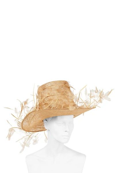 Shop Valentino Embellished Shell Sun Hat In Beige