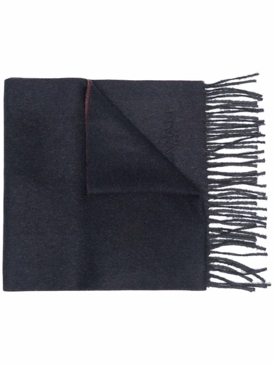 Shop Canali Fringed-edge Knit Scarf In Blue