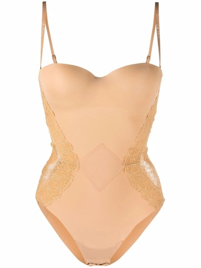 La Perla Shape Allure Lace-trimmed Body In Neutrals