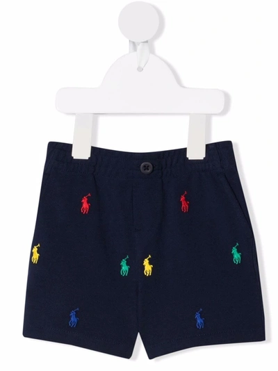 Shop Ralph Lauren Embroidered-motif Shorts In Blue