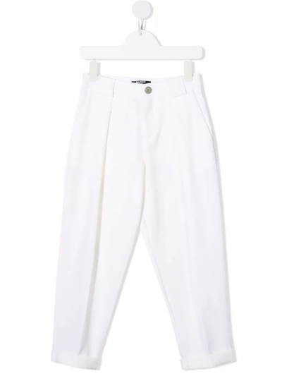 Shop Balmain Straight-leg Tailored Trousers In White