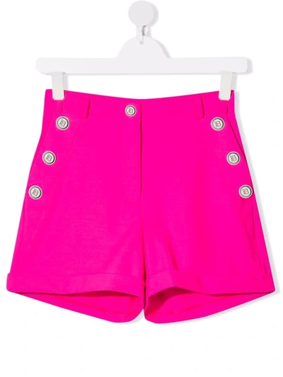 Shop Balmain Teen Knitted Shorts In Pink