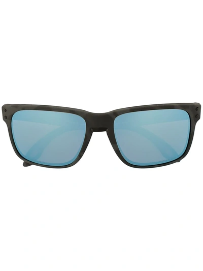 Shop Oakley Mirrored-lense Sunglasses In Blue