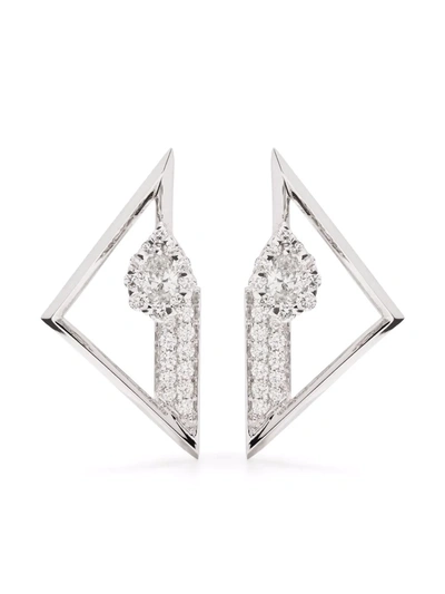 Shop Yeprem 18kt White Gold Diamond Stud Earrings In Silver