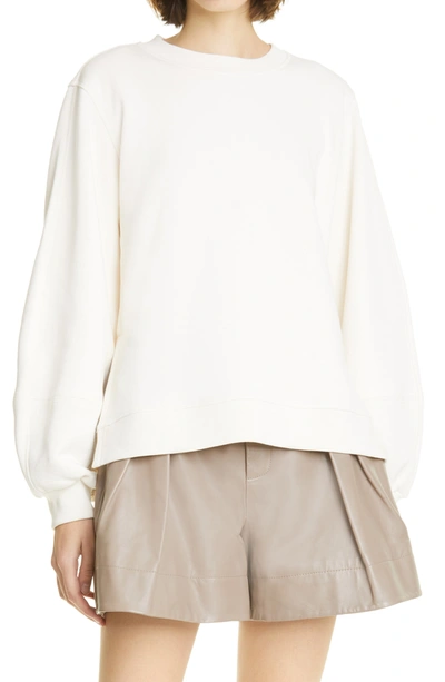 Shop Ganni Women's Software Isoli Organic Cotton Blend Long Sweatshirt In Egret