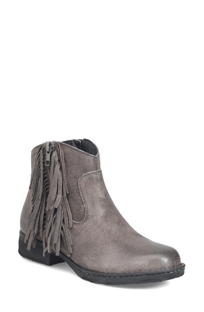 Shop Born Kenia Fringe Bootie In Grey Distressed Leather