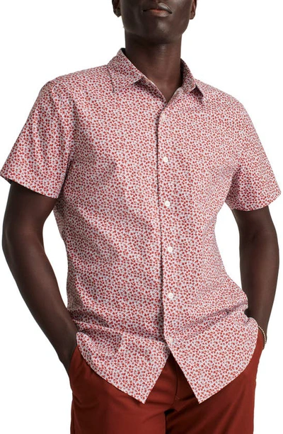 Shop Bonobos Riviera Slim Fit Stretch Print Short Sleeve Button-up Shirt In Micro Leaves