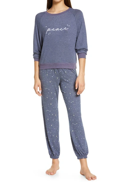 Shop Honeydew Intimates Star Seeker Brushed Jersey Pajamas In Peace North Star