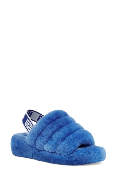 Shop Ugg (r) Fluff Yeah Genuine Shearling Slingback Sandal In Classic Blue