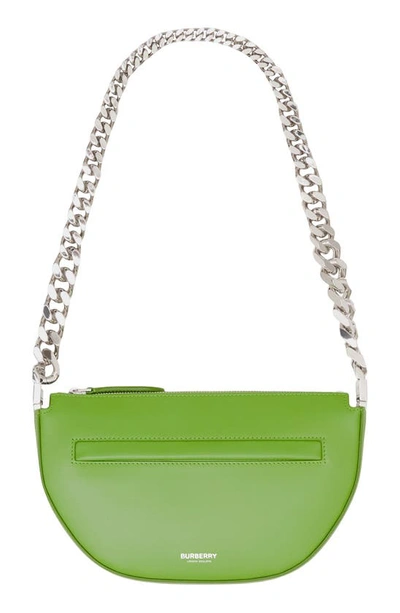 Olympia Zip Leather Chain Shoulder Bag In Green