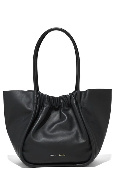 Shop Proenza Schouler Large Ruched Leather Tote In Black