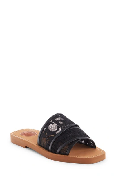 Shop Chloé Woody Logo Sandal In Black