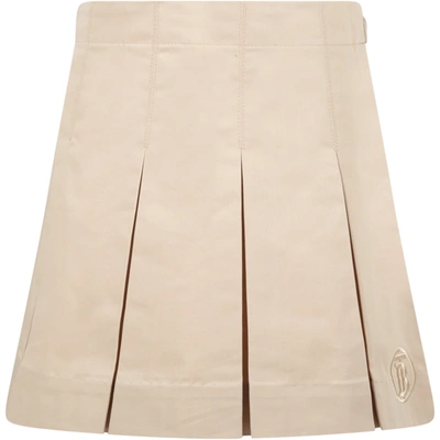 Shop Burberry Beige Skirt For Girl With Embroidered Logo