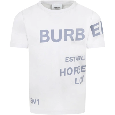 Shop Burberry Gray T-shirt For Kids With Gray Logo In Grey