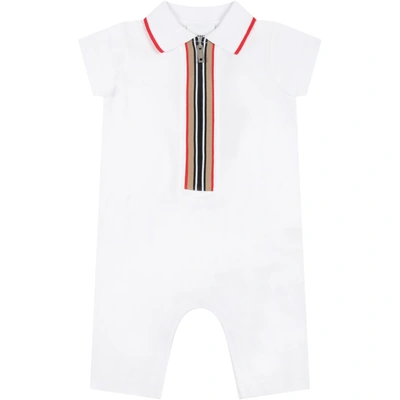 Shop Burberry White Babygrow For Baby Boy With Check Vintage