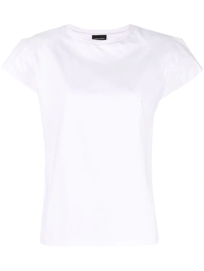 Shop Magda Butrym Padded-shoulder Logo-embroidered T-shirt In White