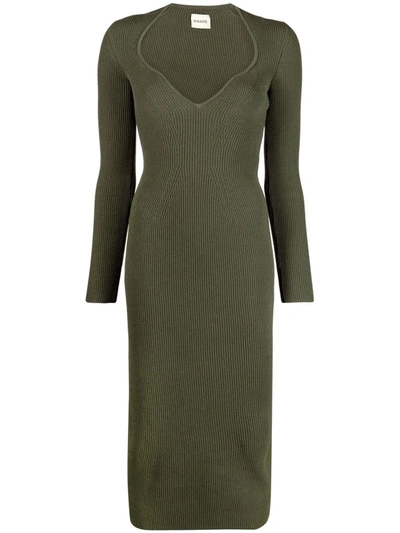 Shop Khaite Alessandra Midi Dress In Green