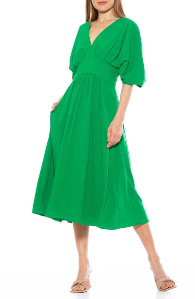Shop Alexia Admor August Draped Midi Fit & Flare Dress In Green