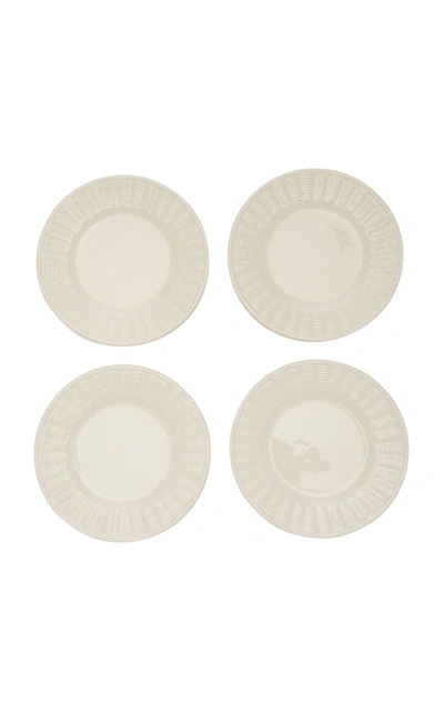 Shop Este Ceramiche For Moda Domus Set-of-four Hand-painted Ceramic Salad Plates In White