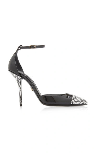 Shop Dolce & Gabbana Women's Crystal-embellished Patent Leather Pumps In Black